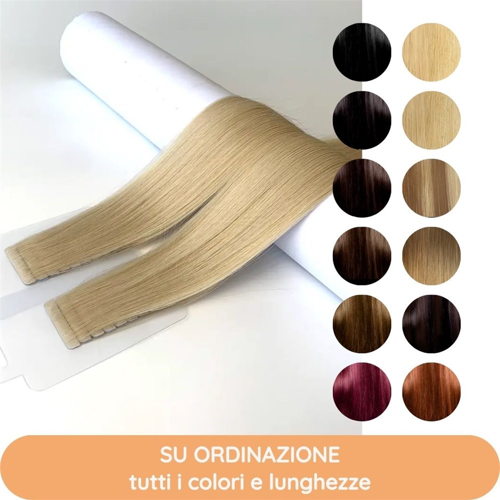 Biadesive invisibili - 40 fasce da 4 cm, double drawn, 100% capelli veri, su ordinazione - 1