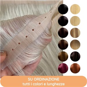 Doppia fascia microring - larga 80 cm da 100 g, double drawn, 100% capelli veri, su ordinazione - 1